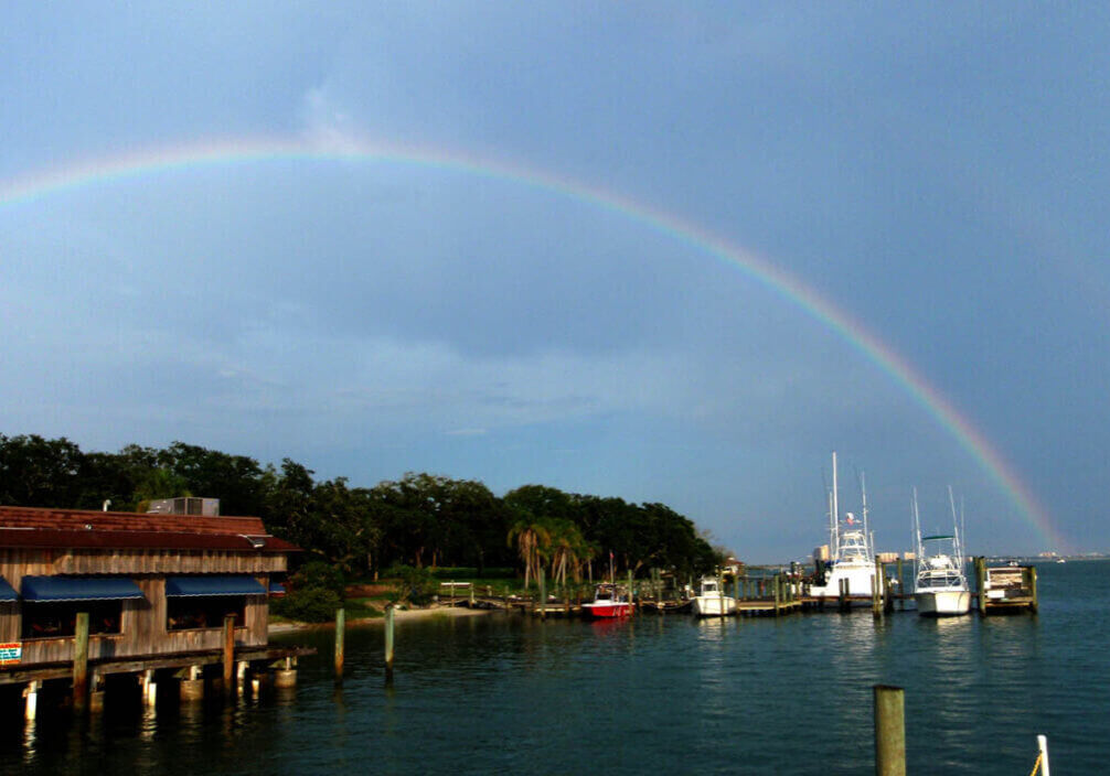 rainbow over water